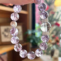 Light Purple Crackle Crystal Bead Stretch Bracelet, Clear Focal Bead with Silver Rhinestone Spacers & Aurora Accent Bead Bracelet for Women