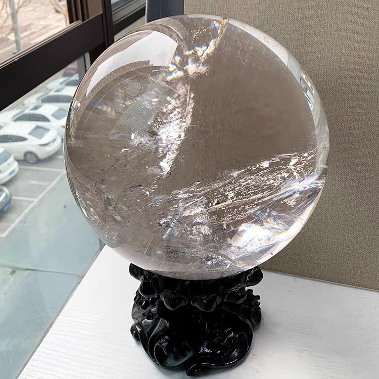 Clear Quartz Crystal Sphere 12cm | Polished Natural Clear Quartz Ball With Display Stand Home Decor Ornament