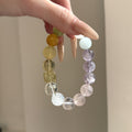 Multi‑Tone Mixed Round & Cube Bead Stretch Bracelet Purple Yellow Green Clear Mixed Beaded Bracelet For Women