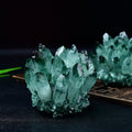 Green Quartz Crystal Cluster Specimen, Transparent Prism Crystal Geode Desk Decor Ornament