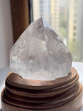 Large Pyramid Clear Crystal Specimen Ornament, Multi-Faceted Transparent Pyramid Crystal Tabletop Display Decor