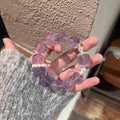 Transparent Lavender Purple Round Bead Stretch Bracelet, Imitation Pearl & Silver Spacer Beaded Bracelet for Women
