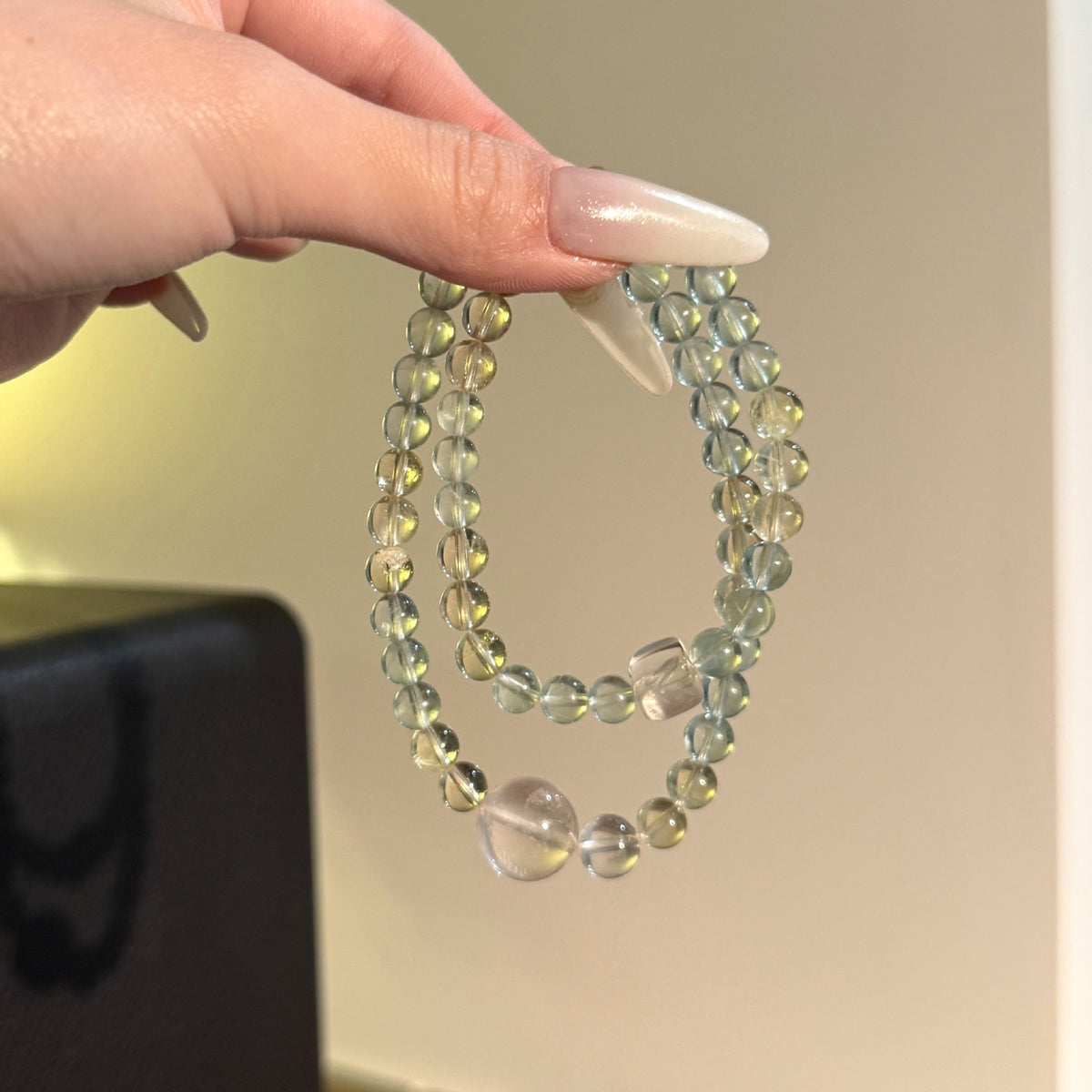 Multi‑Strand Transparent Mixed Tone Beaded Stretch Bracelet Set, Stackable Round Bead Bracelets