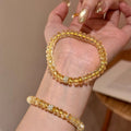 Faceted Wheel‑Cut Yellow Crystal Stretch Bracelet, Pave Crystal Spacer Bead Stackable Wrist Jewelry for Women