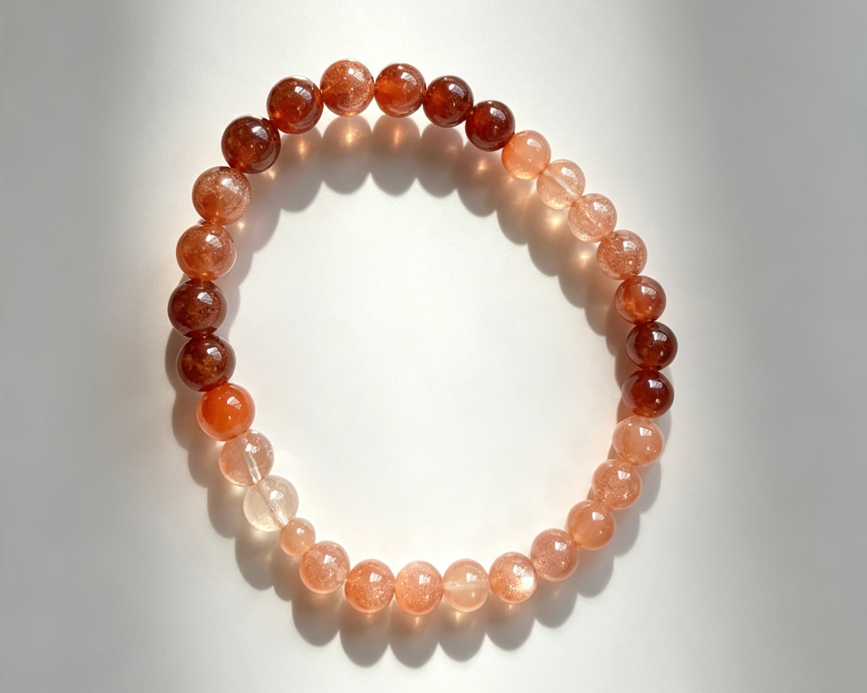 Gradient Orange Rutilated Quartz Beaded Bracelet, Warm Tone Minimal Stackable Bracelet