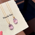 Gold‑Tone Faceted Purple Irregular Pendant Necklace, Light Amethyst Cut Stone Dainty Chain Necklace For Women