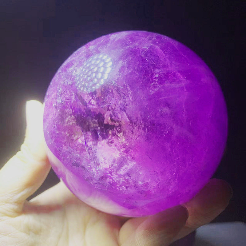Amethyst Crystal Sphere 9cm | Polished Purple Crystal Ball Home Decor Ornament