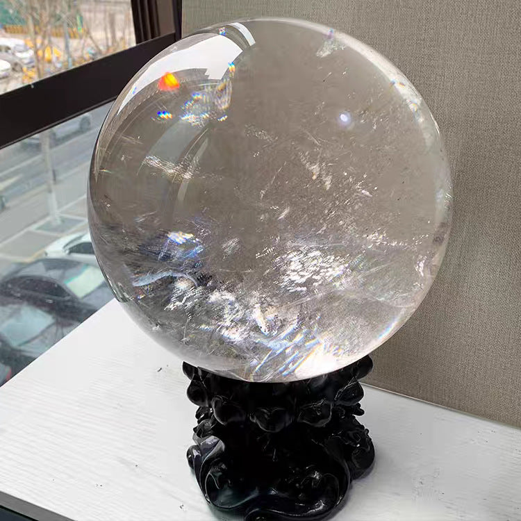 Clear Quartz Crystal Sphere 12cm | Polished Natural Clear Quartz Ball With Display Stand Home Decor Ornament