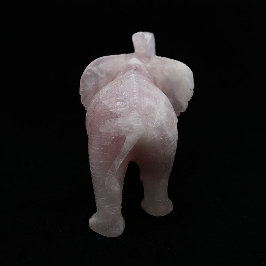 Rose Quartz Hand‑Carved Elephant Figurine, Natural Crystal Animal Statue Home Decor Ornament