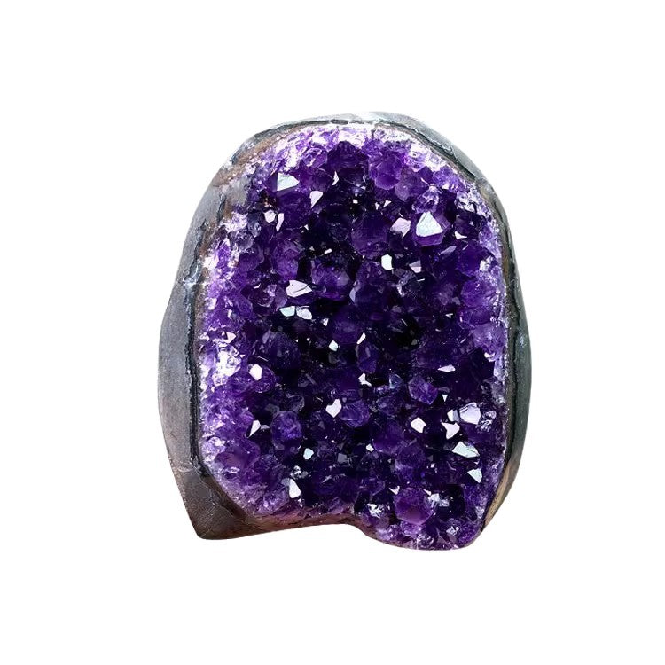 Amethyst Geode Standing Specimen, Polished Cut‑Base Crystal Geode for Table Display & Collection