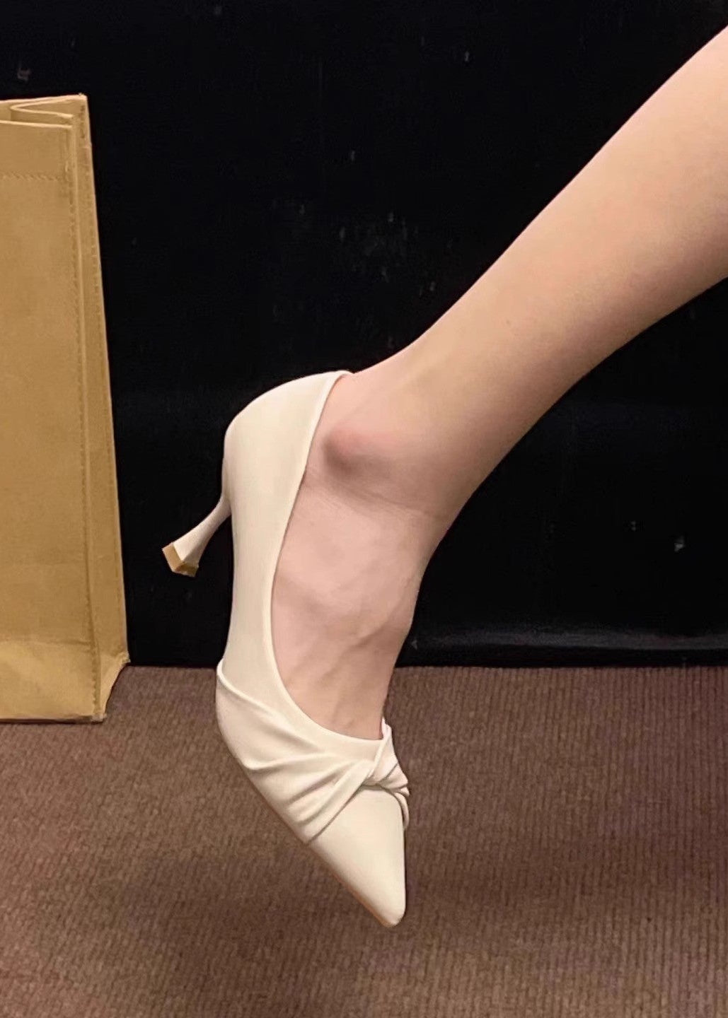 Twist Knot Pointed Toe Kitten Heel Pumps, Elegant Slip‑On Dress Pumps for Women Office Wedding Party Shoes