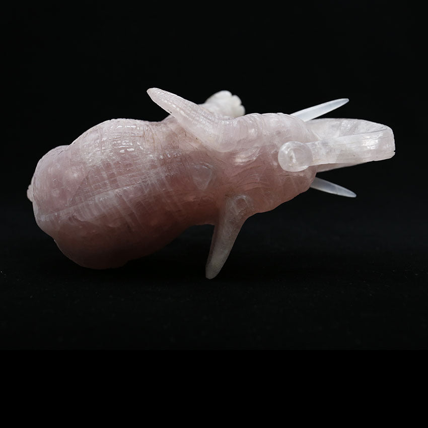 Rose Quartz Hand‑Carved Elephant Figurine, Natural Crystal Animal Statue Home Decor Ornament