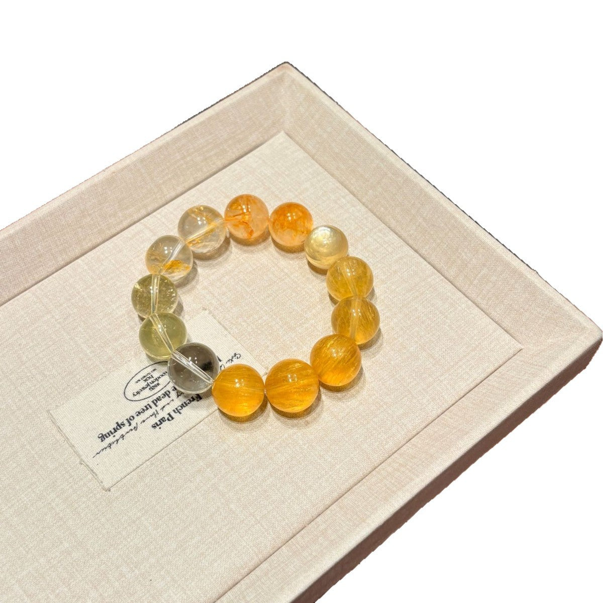 Gradient Warm Golden‑Yellow Round Bead Stretch Bracelet, Large Size Mixed Tone Beaded Bracelet For Women