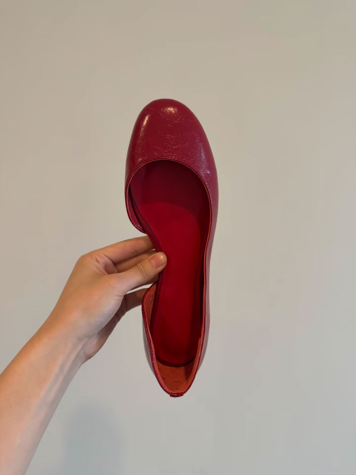 Women's Burgundy Patent D'Orsay Flat Shoes, Round Toe Slip‑On Ballet Flats, Elegant Cut‑Out Side Dress Flats