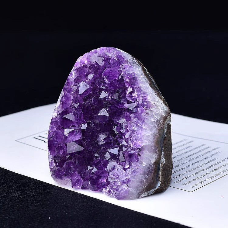 Amethyst Geode Standing Specimen, Polished Cut‑Base Crystal Geode for Table Display & Collection