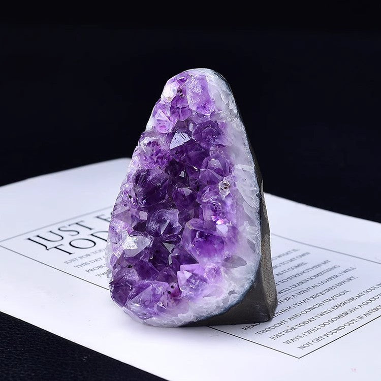Amethyst Geode Standing Specimen, Polished Cut‑Base Crystal Geode for Table Display & Collection