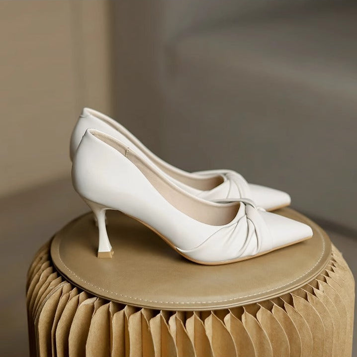 Twist Knot Pointed Toe Kitten Heel Pumps, Elegant Slip‑On Dress Pumps for Women Office Wedding Party Shoes
